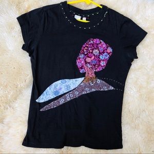 🍄 Free People boho tree flower t-shirt fashion tee top 🌳 size small